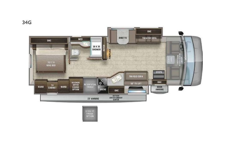 Representative floor plan provided by a trusted RVshare partner.