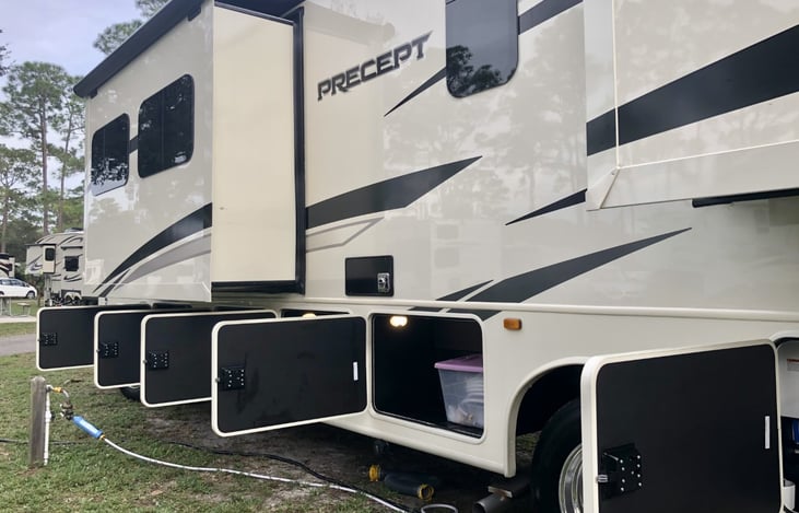 Plenty of exterior storage with multiple outside bins.