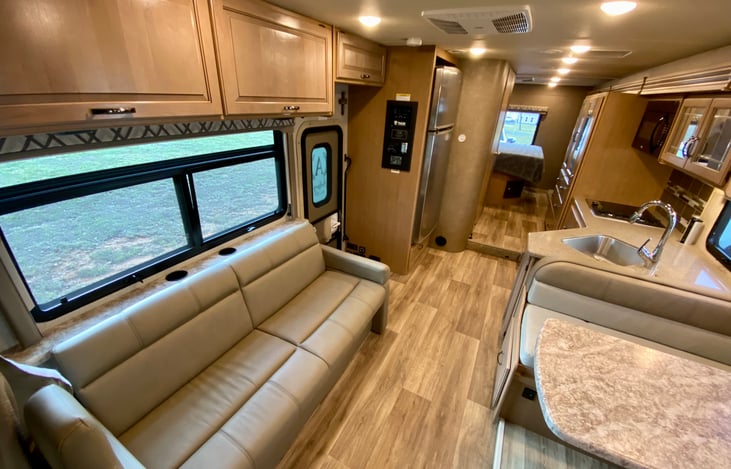 Looking toward the master bedroom via the dining area