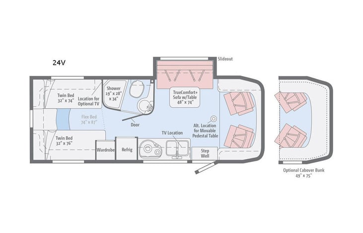 Representative floor plan provided by a trusted RVshare partner.