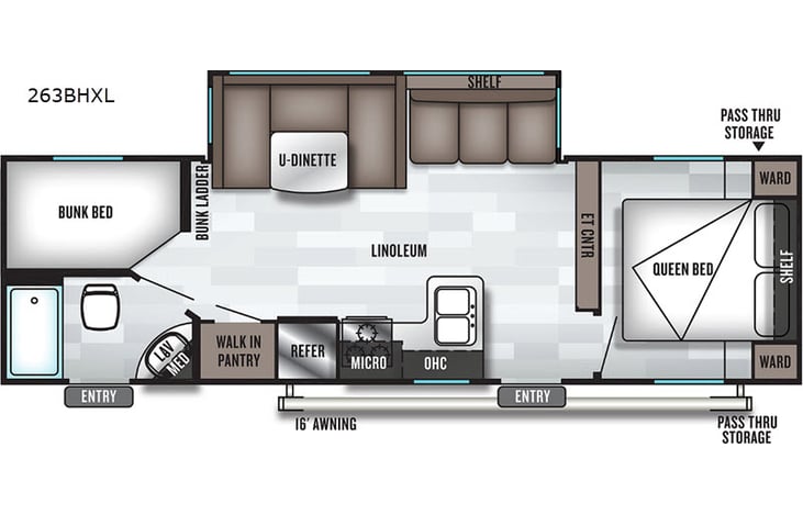 Representative floor plan provided by a trusted RVshare partner.