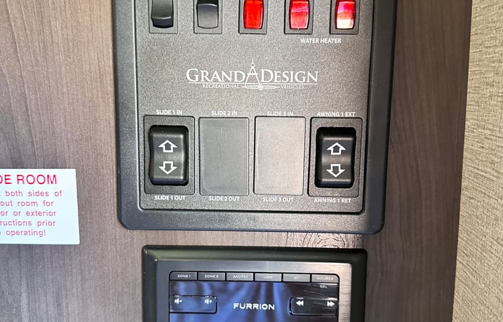 Control panel and radio that has indoor and outdoor speakers