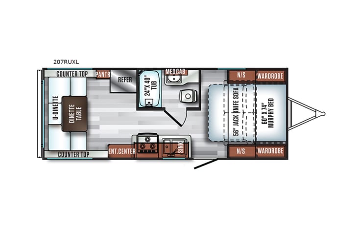 Representative floor plan provided by a trusted RVshare partner.