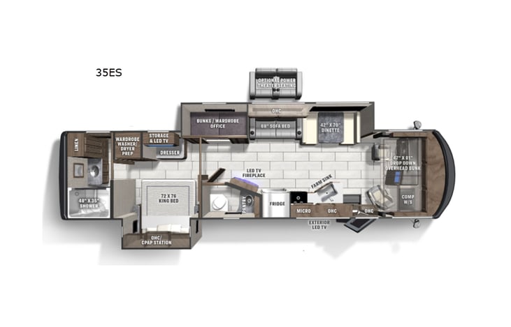 Representative floor plan provided by a trusted RVshare partner.