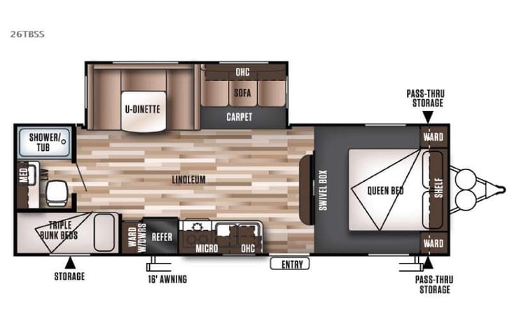Representative floor plan provided by a trusted RVshare partner.