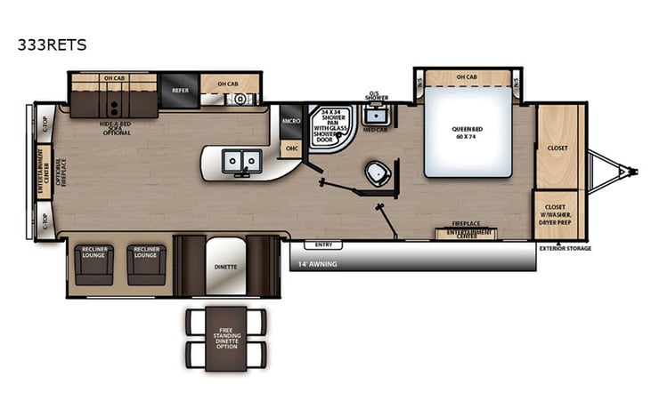 Representative floor plan provided by a trusted RVshare partner.