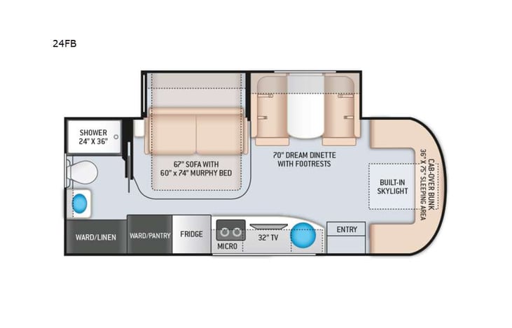 Representative floor plan provided by a trusted RVshare partner.