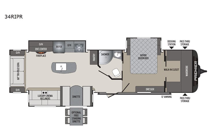 Representative floor plan provided by a trusted RVshare partner.