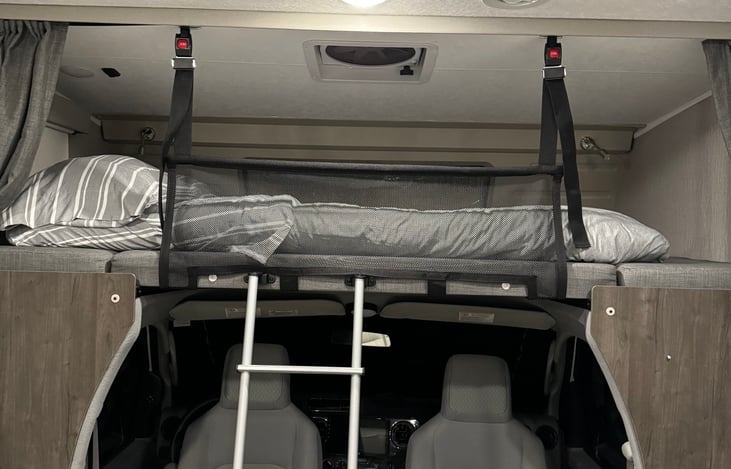 Upper bunk sleeps two.