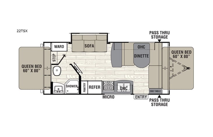 Representative floor plan provided by a trusted RVshare partner.