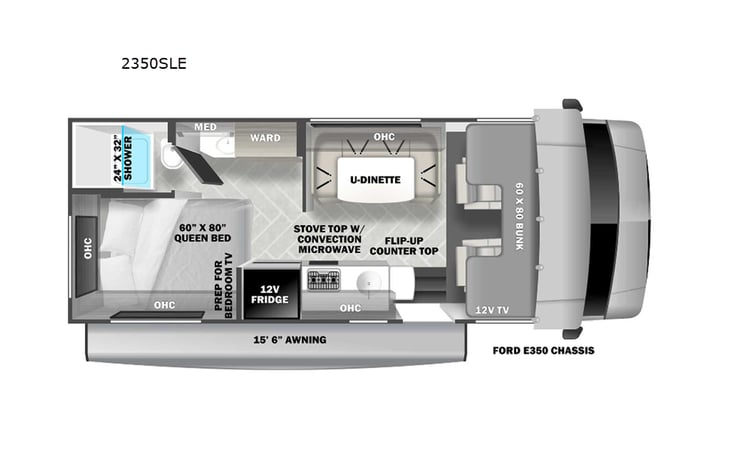 Representative floor plan provided by a trusted RVshare partner.