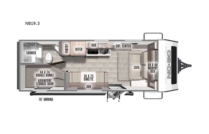 Representative floor plan provided by a trusted RVshare partner.