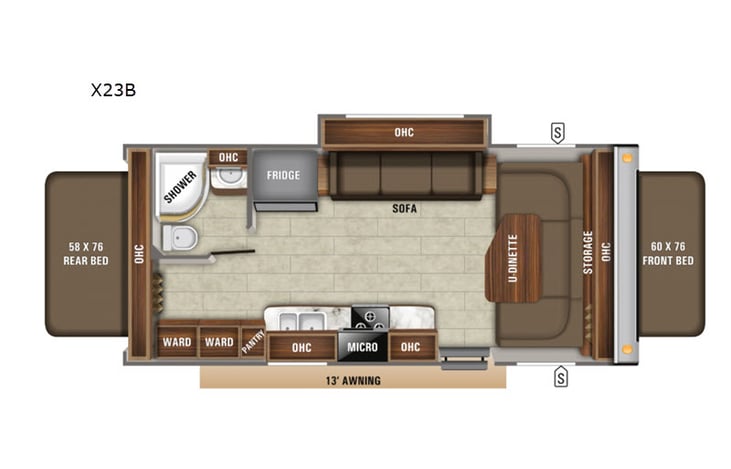 Representative floor plan provided by a trusted RVshare partner.