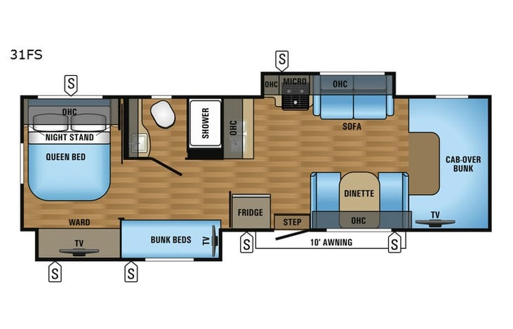 Representative floor plan provided by a trusted RVshare partner.