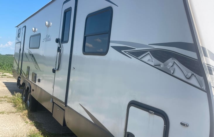 Entrance side of camper