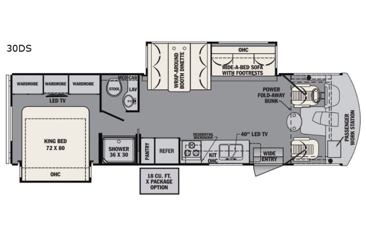 Representative floor plan provided by a trusted RVshare partner.