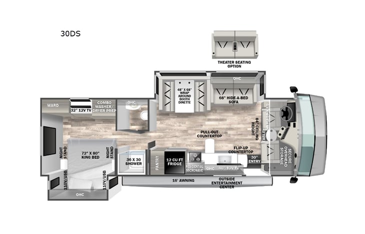 Representative floor plan provided by a trusted RVshare partner.