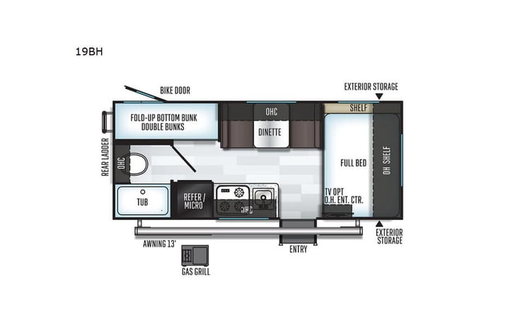 Representative floor plan provided by a trusted RVshare partner.