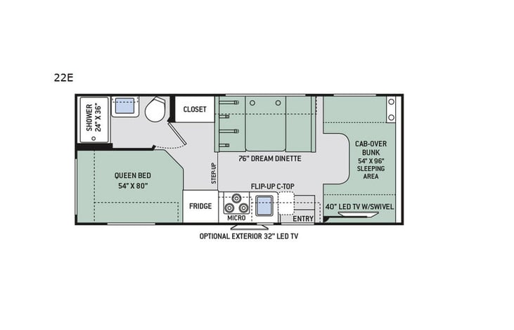 Representative floor plan provided by a trusted RVshare partner.