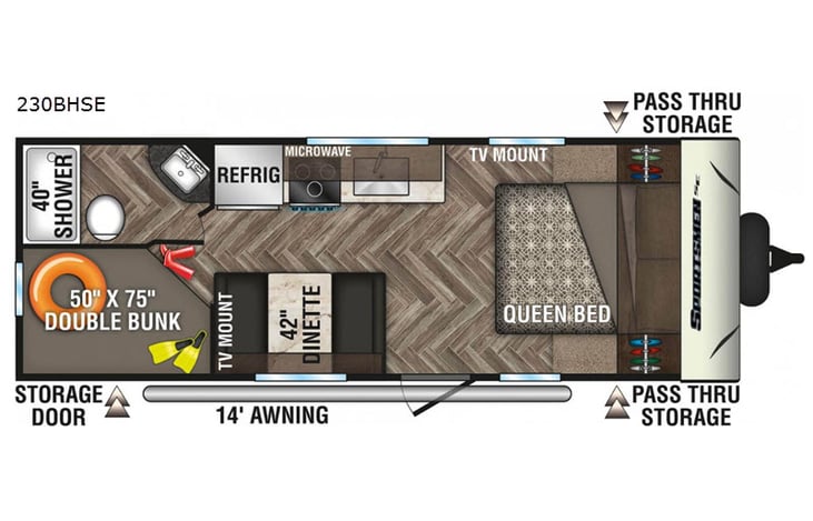 Representative floor plan provided by a trusted RVshare partner.