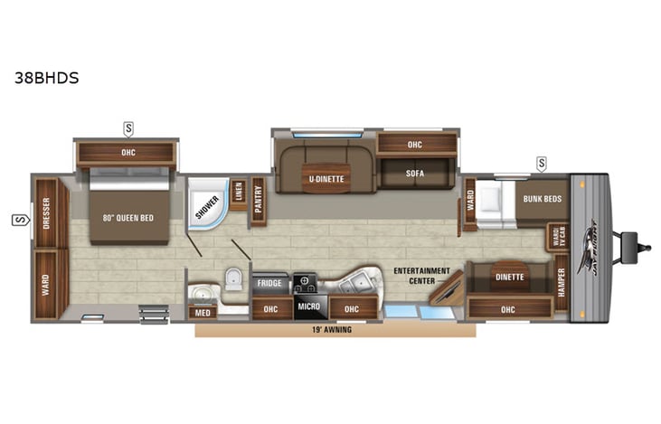 Representative floor plan provided by a trusted RVshare partner.