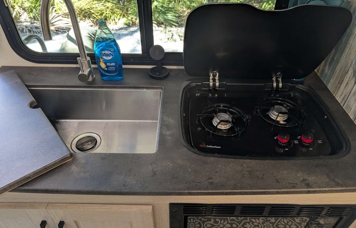 2 burner stover, full function sink