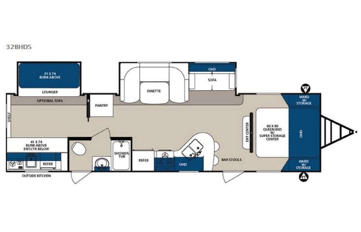 Representative floor plan provided by a trusted RVshare partner.