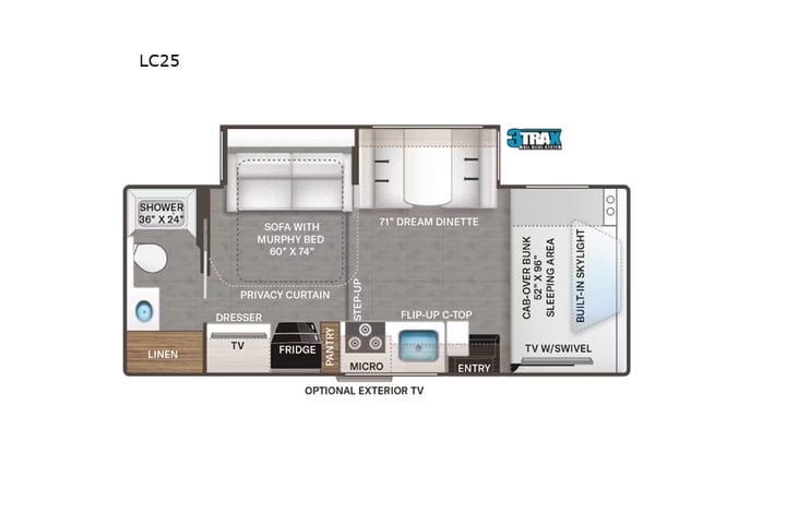 Representative floor plan provided by a trusted RVshare partner.