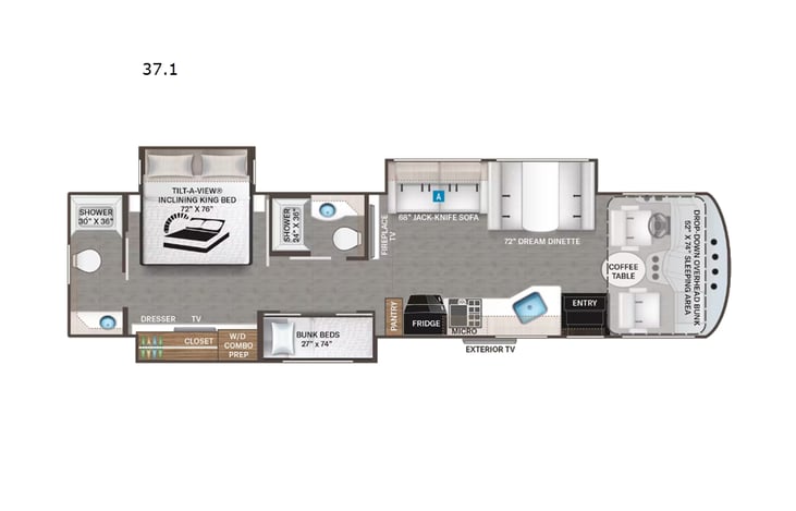 Representative floor plan provided by a trusted RVshare partner.