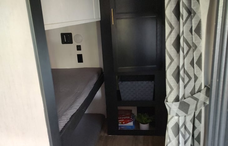 Double tuck away bunks makes it like a 3rd bedroom!