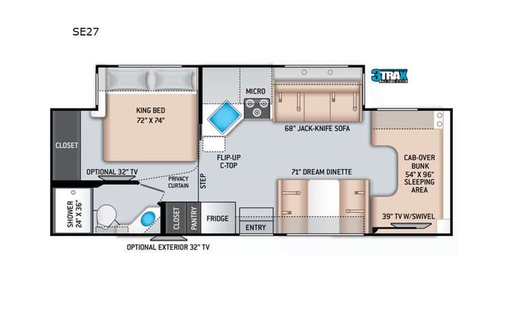 Representative floor plan provided by a trusted RVshare partner.