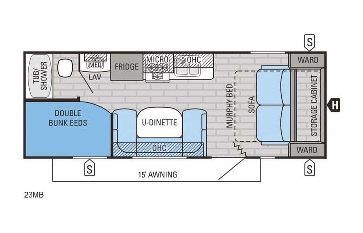 Representative floor plan provided by a trusted RVshare partner.