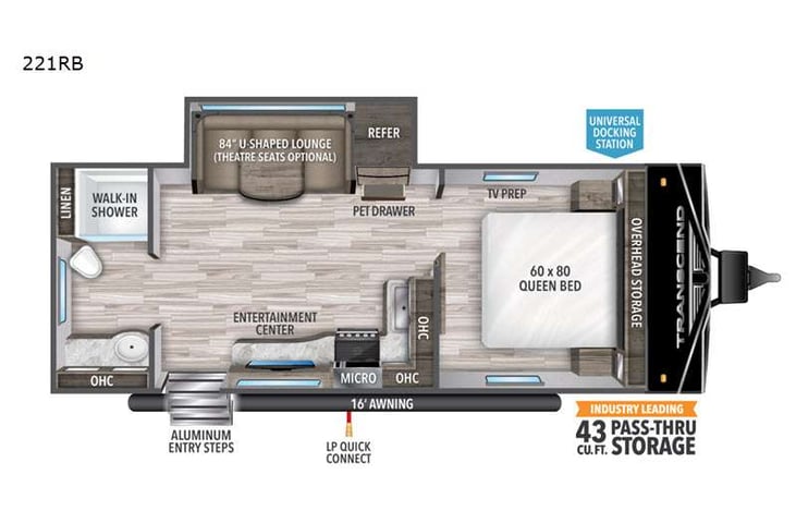 Representative floor plan provided by a trusted RVshare partner.