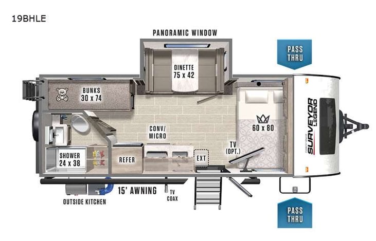 Representative floor plan provided by a trusted RVshare partner.