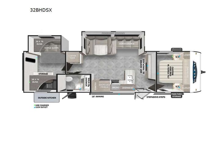 Representative floor plan provided by a trusted RVshare partner.