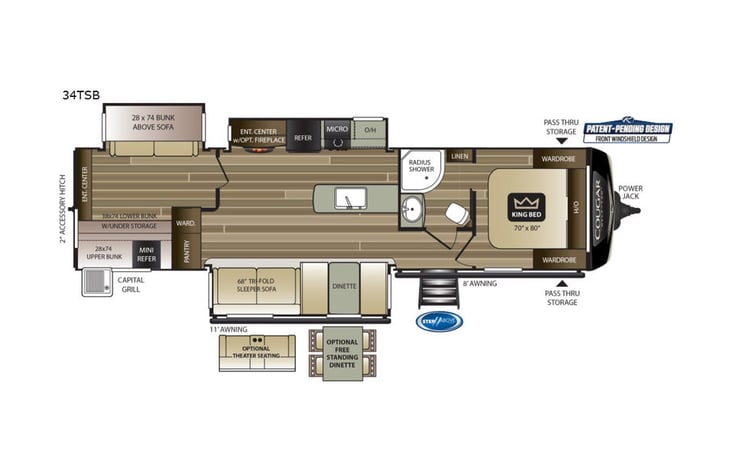 Representative floor plan provided by a trusted RVshare partner.