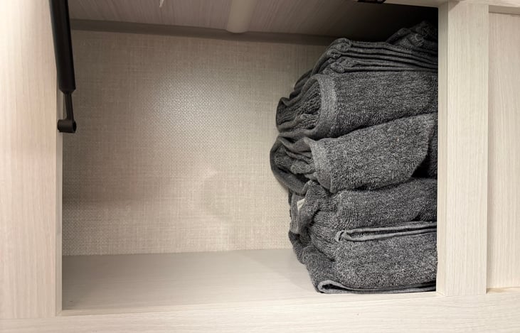 Towel storage.