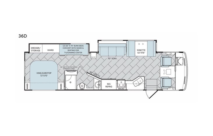 Representative floor plan provided by a trusted RVshare partner.