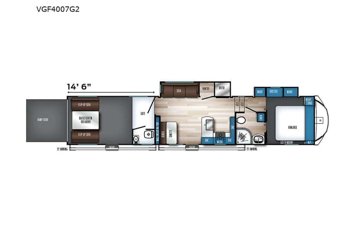 Representative floor plan provided by a trusted RVshare partner.