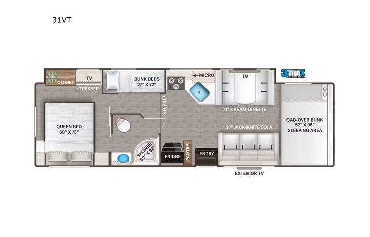 Representative floor plan provided by a trusted RVshare partner.