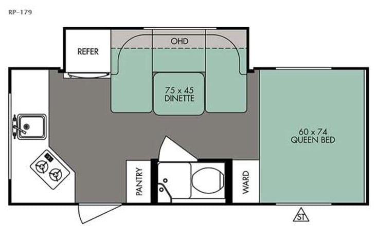 Representative floor plan provided by a trusted RVshare partner.