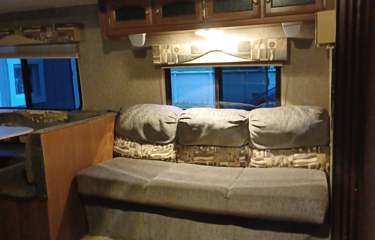 jackknife sofa makes into a little bed.