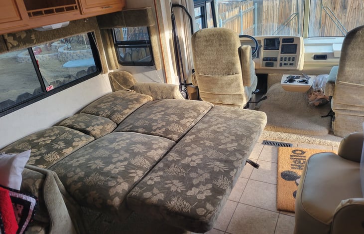 Front couch folds out to queen