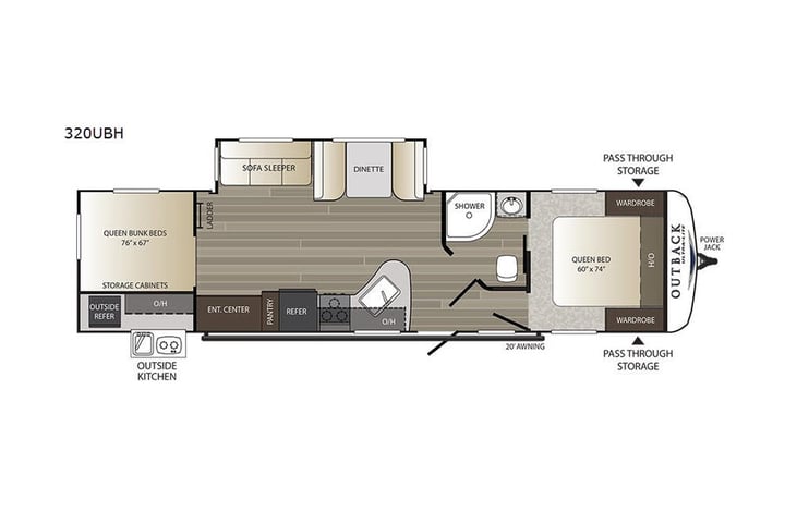 Representative floor plan provided by a trusted RVshare partner.