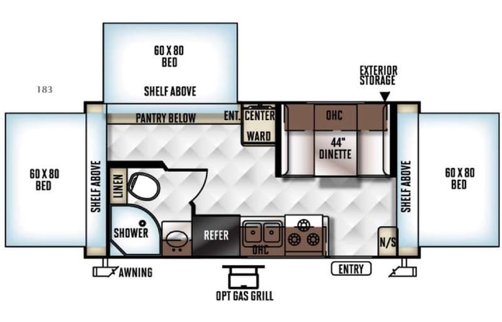 Representative floor plan provided by a trusted RVshare partner.