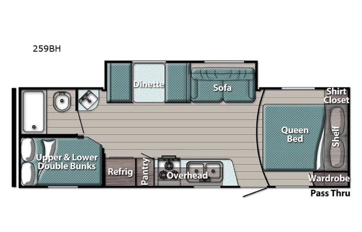 Representative floor plan provided by a trusted RVshare partner.