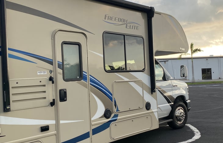 Awning with lights and outdoor TV
