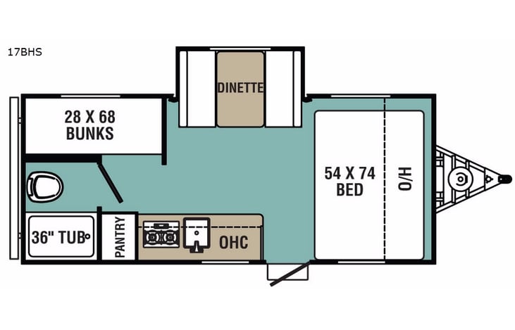 Representative floor plan provided by a trusted RVshare partner.