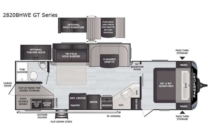 Representative floor plan provided by a trusted RVshare partner.