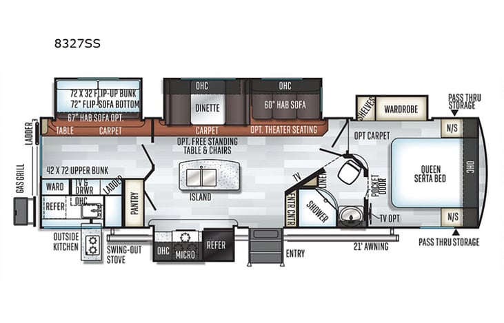 Representative floor plan provided by a trusted RVshare partner.